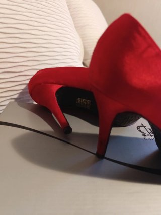 Zapatos tacón rojos peep toe talla 38