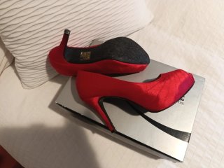 Zapatos tacón rojos peep toe talla 38