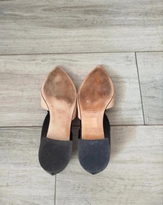 Scarpe donna pelle beige/nere n.36