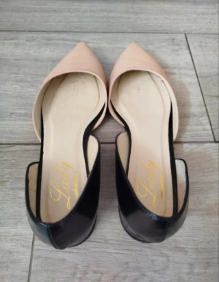 Scarpe donna pelle beige/nere n.36