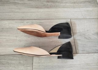 Scarpe donna pelle beige/nere n.36