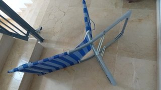 Silla Tumbona Playa Plegable Azul y Blanca