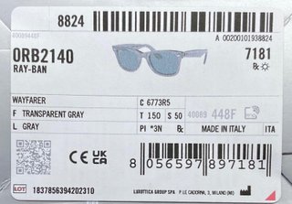 GAFAS DE SOL RB2140 CLASSIC NEGRO TRANSPARENTE