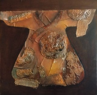 LIENZO BRUTALISTA METALISTERÍA ORIENTAL AÑOS 70