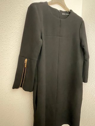 Vestido Zara Negro Manga Larga Cremallera Talla S
