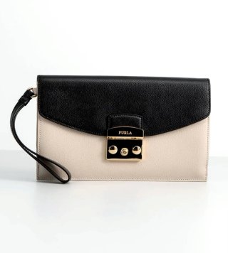 Furla Metropolis bolso negro beige cuero