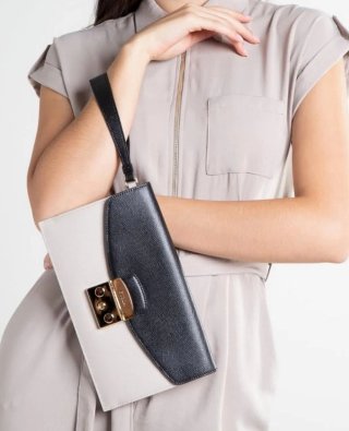 Furla Metropolis bolso negro beige cuero
