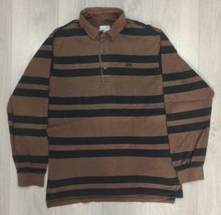 Polo Lacoste Rayas Marrón y Negro Talla L