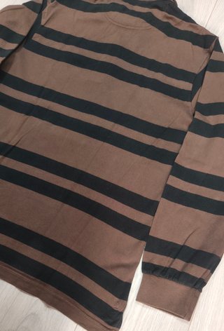 Polo Lacoste Rayas Marrón y Negro Talla L