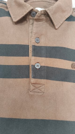 Polo Lacoste Rayas Marrón y Negro Talla L