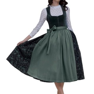 Vestido Dirndl Terciopelo Verde Vintage 2 Piezas