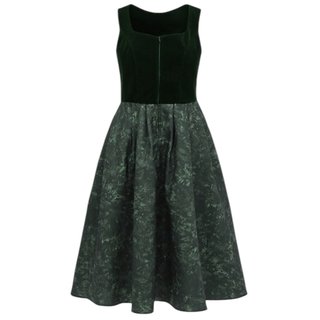 Vestido Dirndl Terciopelo Verde Vintage 2 Piezas