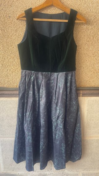 Vestido Dirndl Terciopelo Verde Vintage 2 Piezas