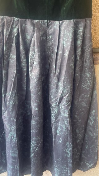 Vestido Dirndl Terciopelo Verde Vintage 2 Piezas