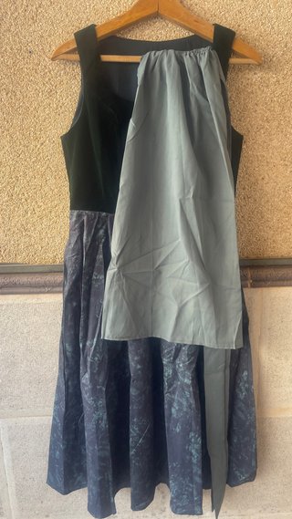 Vestido Dirndl Terciopelo Verde Vintage 2 Piezas