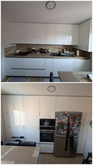 Cocina premium NASA + Isla + Porcelánico + Campana