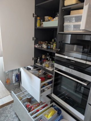 Cocina premium NASA + Isla + Porcelánico + Campana