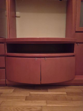 Mueble de salón modular madera y cristal
