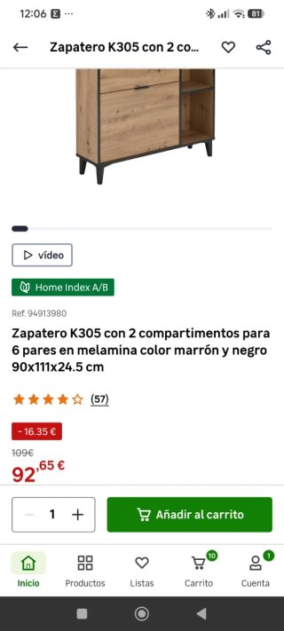 Zapatero Madera y Metal