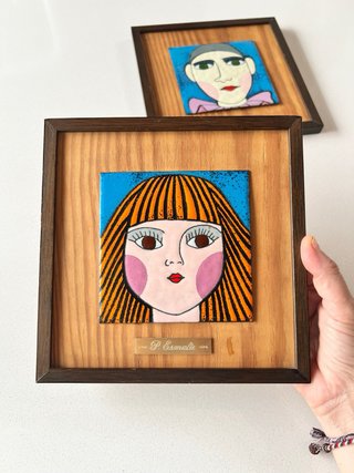 Pareja Cuadros 70s Esmaltados