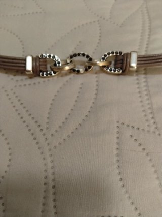 Pulsera cuero y eslabones plateados