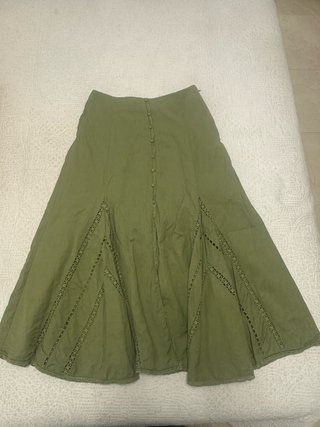 Falda Sézane Jolane verde bordada T38