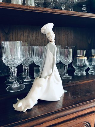 Figura Lladró Chef y Cerdo Porcelana Antigua