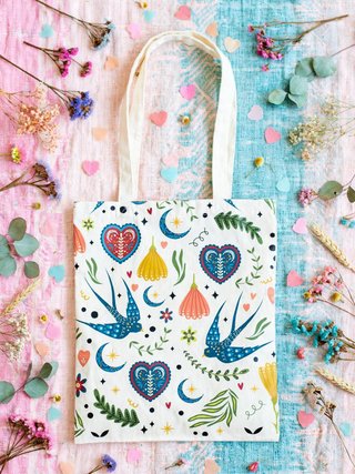 Bolso Folk Estampado Crema