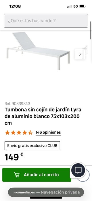 Tumbona de jardín Lyra aluminio blanco