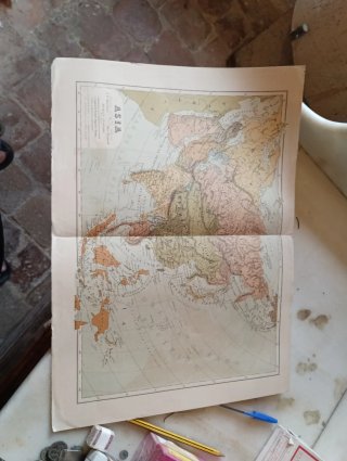 Antiguo mapa de Asia 1875 original