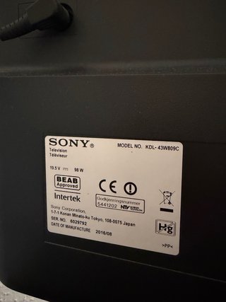 Sony Bravia 43” Smart TV KDL-43W809C