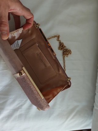 Bolso de fiesta dorado y rosa