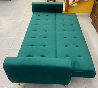 Sofá Cama Terciopelo Verde Patas Doradas