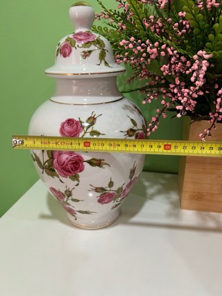 Jarrón grande de porcelana con rosas / no regateo