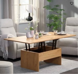 Mesa centro elevable VARDE roble cálido 6 personas