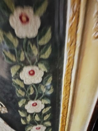 Antiguo cuadro bordado Virgen del Carmen