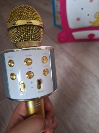 Micrófono Karaoke Dorado y Blanco