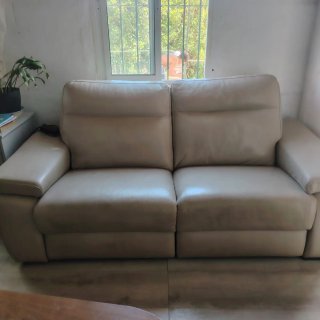 Divano relax 3 posti in pelle beige