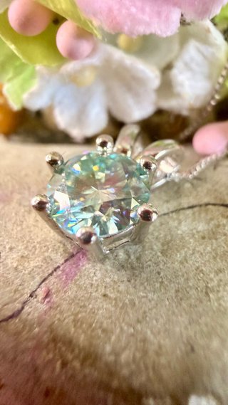 Colgante Plata 925 Moissanita Azul 1ct y cadena