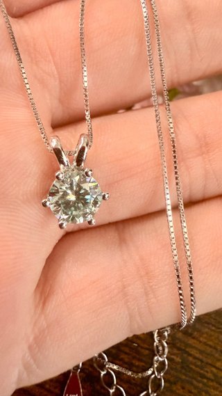 Colgante Plata 925 Moissanita Azul 1ct y cadena