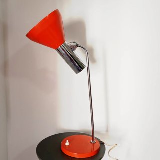 Lámpara de mesa vintage naranja y plateada