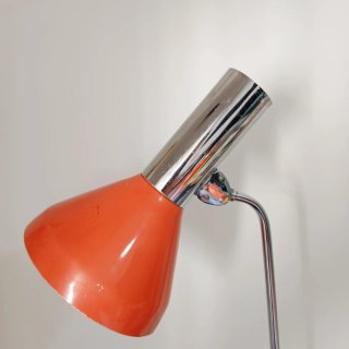 Lámpara de mesa vintage naranja y plateada