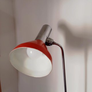 Lámpara de mesa vintage naranja y plateada