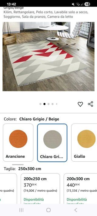 Tappeto Kilim lana grigio e rosso