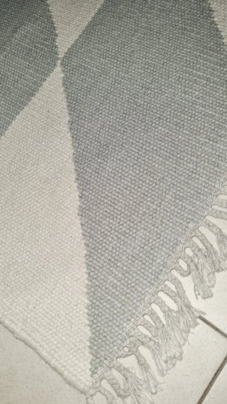 Tappeto Kilim lana grigio e rosso