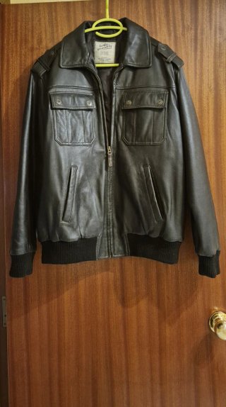 CAZADORA DE CUERO NATURAL ESTILO AVIADOR
