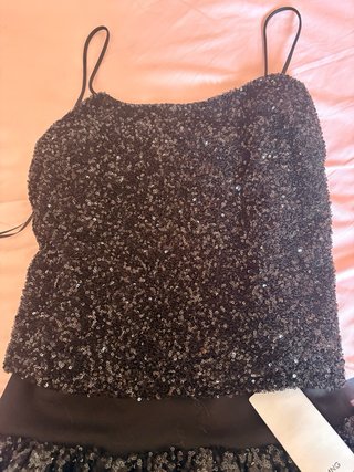 Conjunto Top y Falda Lentejuelas Negro Mango