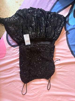 Conjunto Top y Falda Lentejuelas Negro Mango