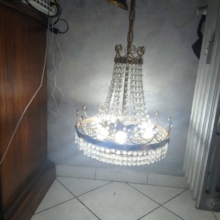 Lampadario anni '70 6 luci oro cristalli