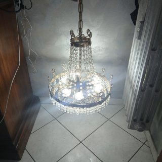 Lampadario anni '70 6 luci oro cristalli